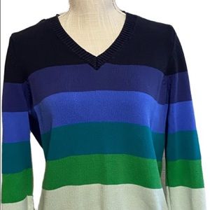 Liz Claiborne striped V neck sweater. Size M